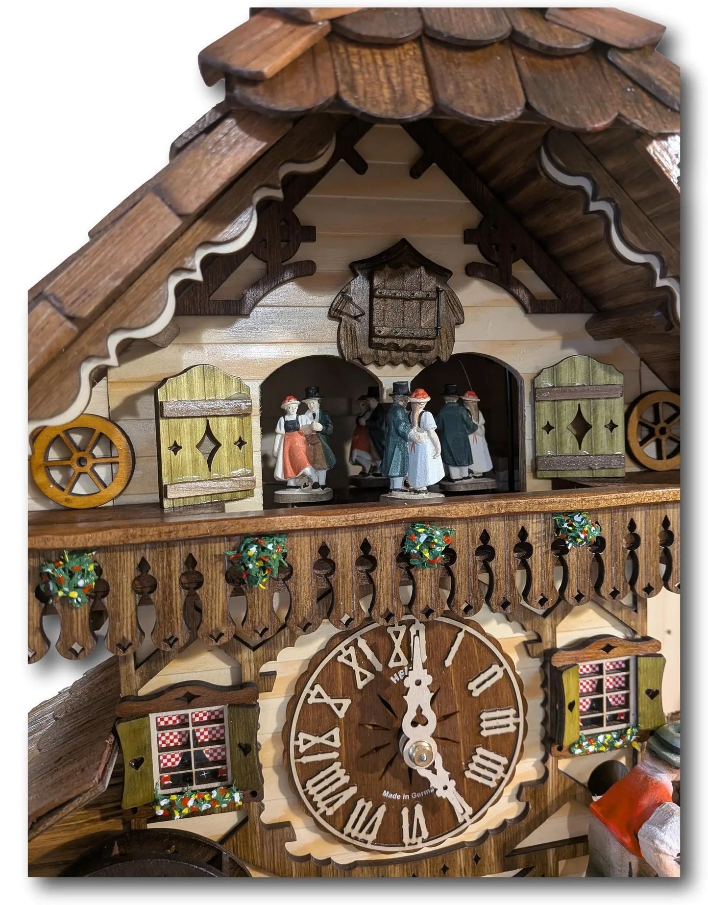 Black Forest Chalet Cuckoo Clock – 8 Day Movement – Music & Dancers Hekas