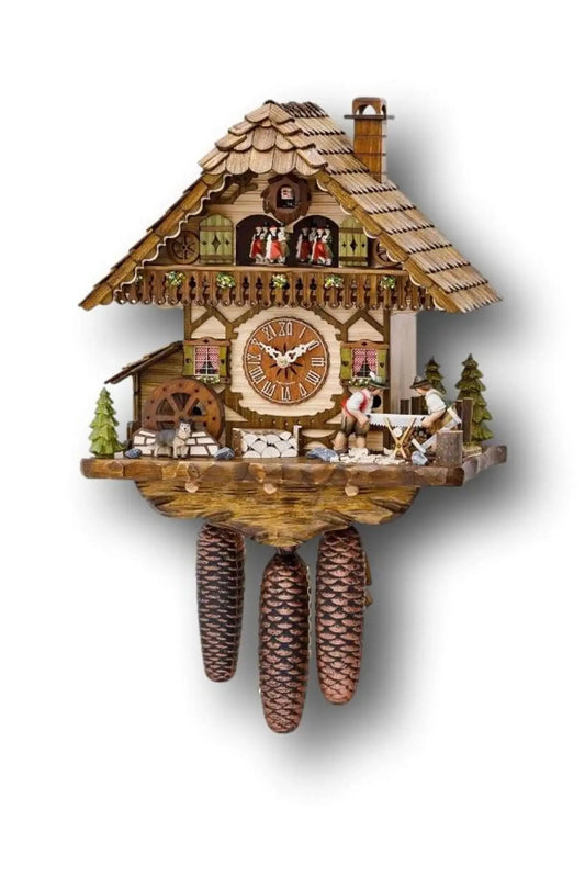 Black Forest Chalet Cuckoo Clock – 8 Day Movement – Music & Dancers Hoenes
