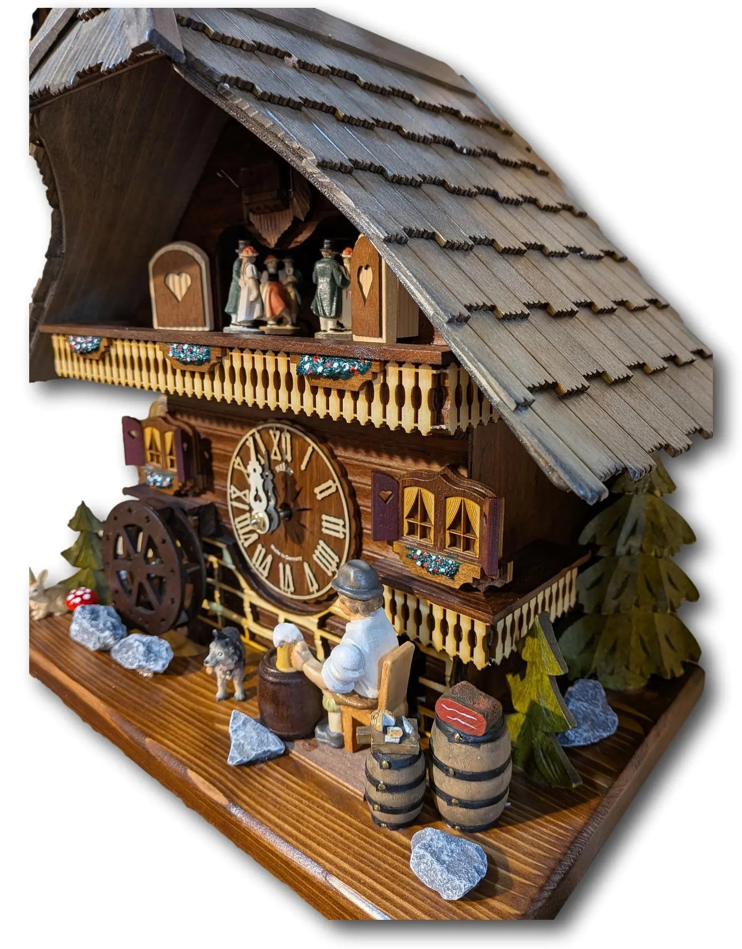 Black Forest Cuckoo Clock – Beer Drinker – NEW 2026 Model – 8 Day Movement – Automatic Night Shut-Off – Music – Handmade in Germany – HEKAS