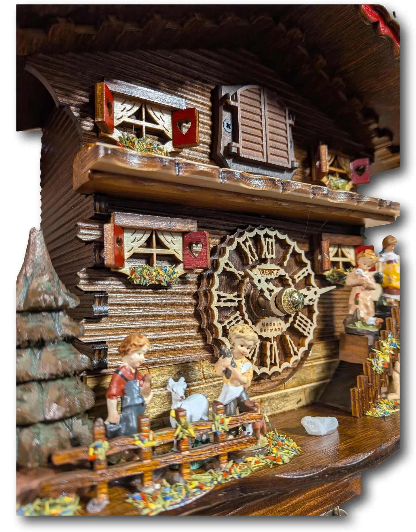 Black Forest Cuckoo Clock – Children with Deer – Quartz Movement – 12 Melodies – Light Sensor Night Shut-Off – Trenkle Uhren – Made in Germany Trenkle