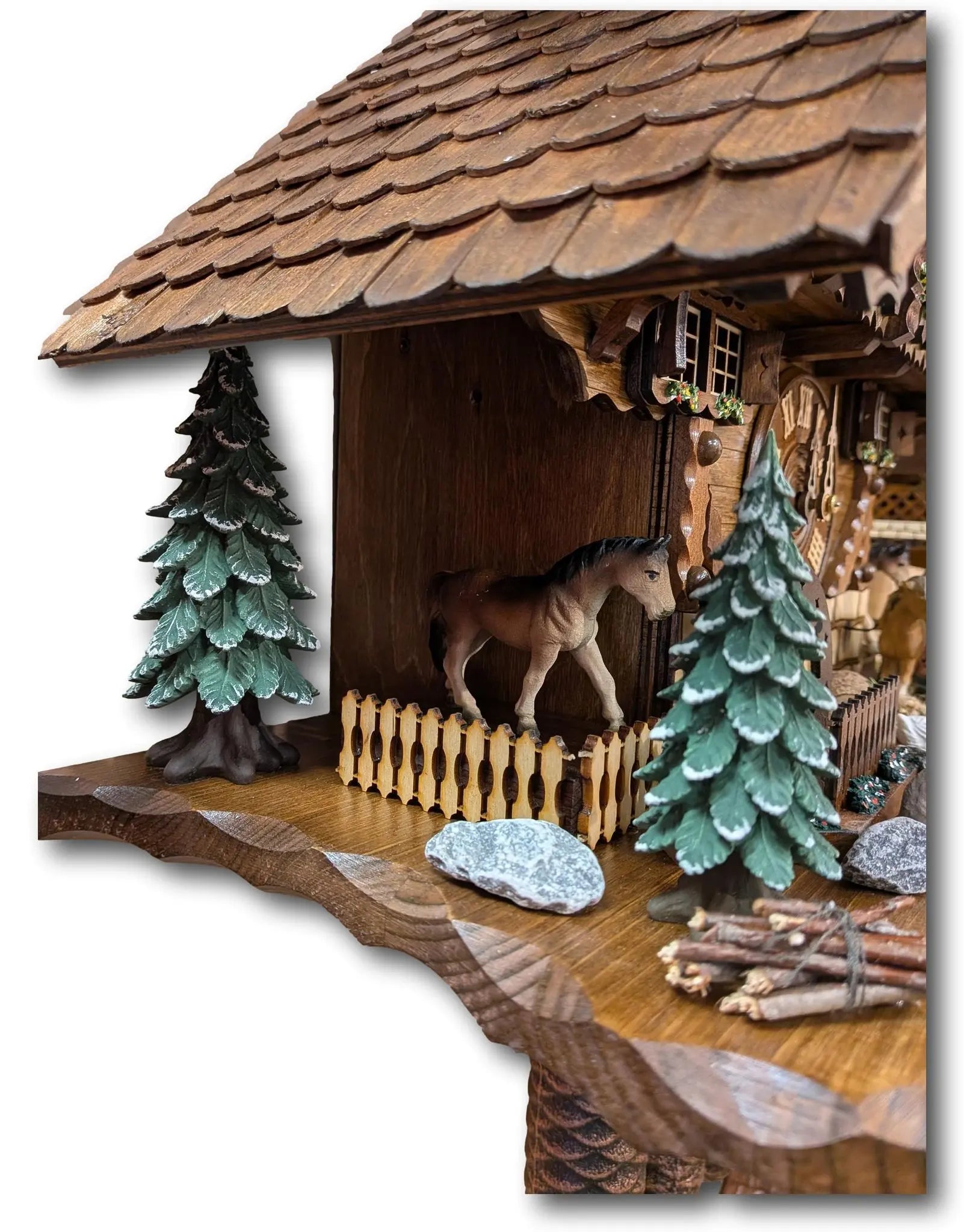 Black Forest Cuckoo Clock – Girl Feeding Horse – 8 Day Movement – Music – Automatic Night Shut-Off – Handmade in Germany – HEKAS – 45 cm Hekas