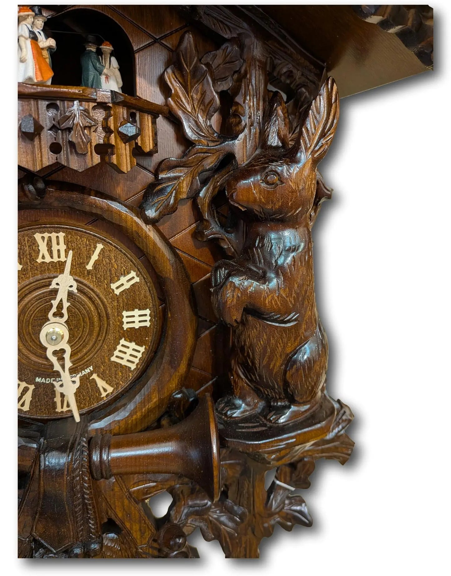 Black Forest Cuckoo Clock – Hunting Style with Deer Head – 8 Day Movement – Automatic Night Shut-Off – Handmade – 60 cm Hekas