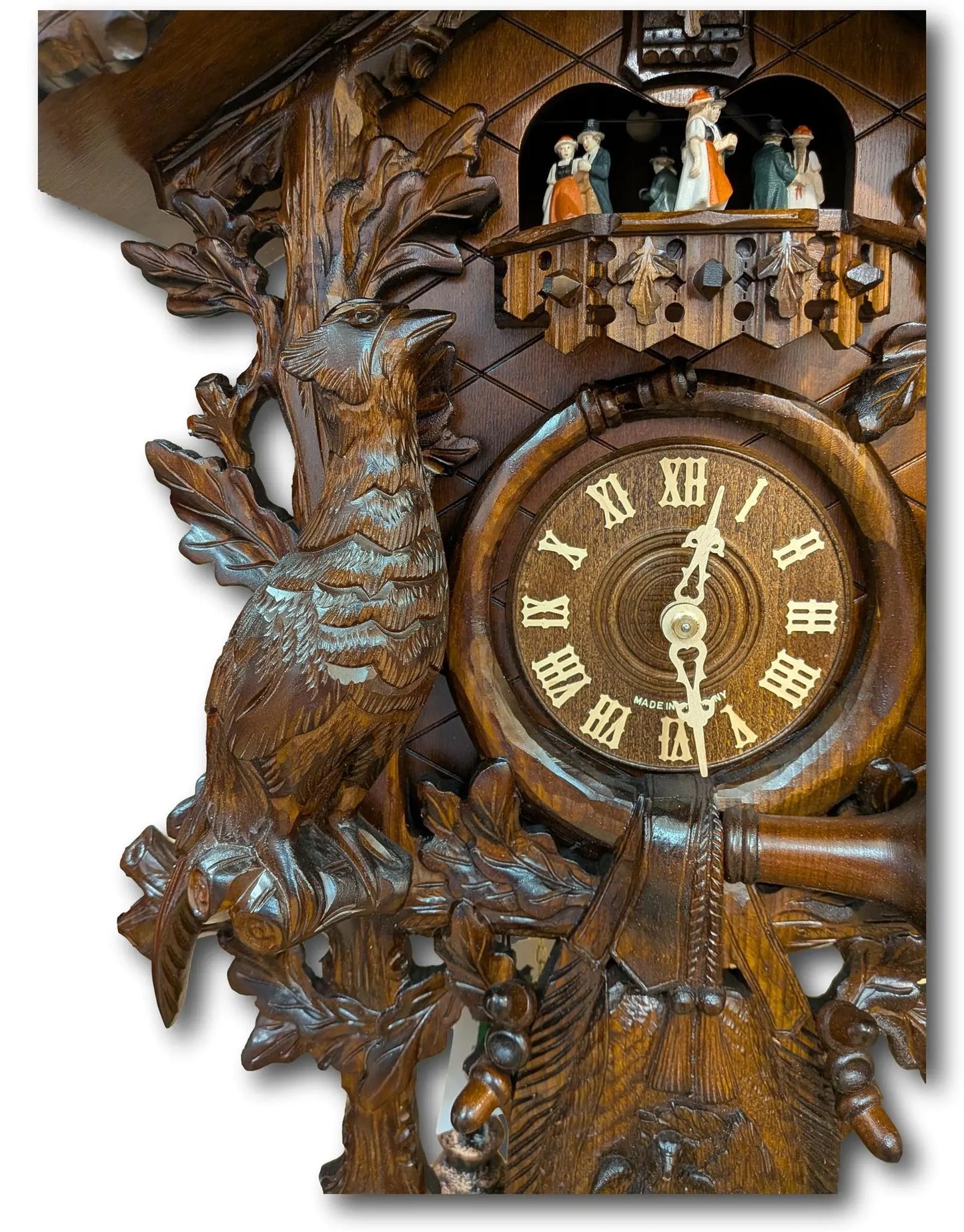 Black Forest Cuckoo Clock – Hunting Style with Deer Head – 8 Day Movement – Automatic Night Shut-Off – Handmade – 60 cm Hekas