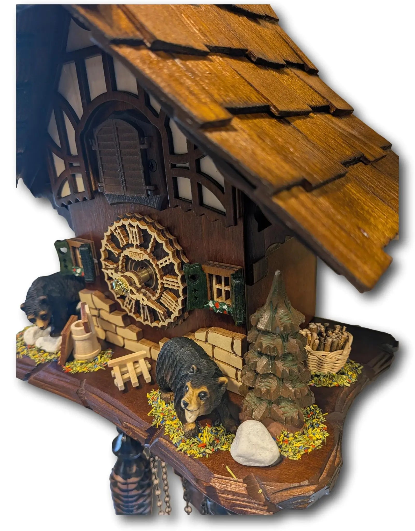 Black Forest Cuckoo Clock with Bears and Honey Scene – Quartz Movement – Light Sensor Night Shut-Off – Trenkle Uhren – Made in Germany Trenkle