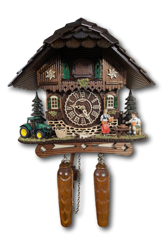 Black Forest Cuckoo Clock with Tractor – Quartz Movement – Chalet Style – Light Sensor Night Shut-Off – Trenkle Uhren – Made in Germany Trenkle