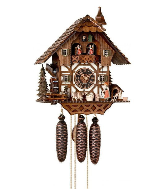 Black Forest House and Lady 8 day cuckoo clock with music Hoenes