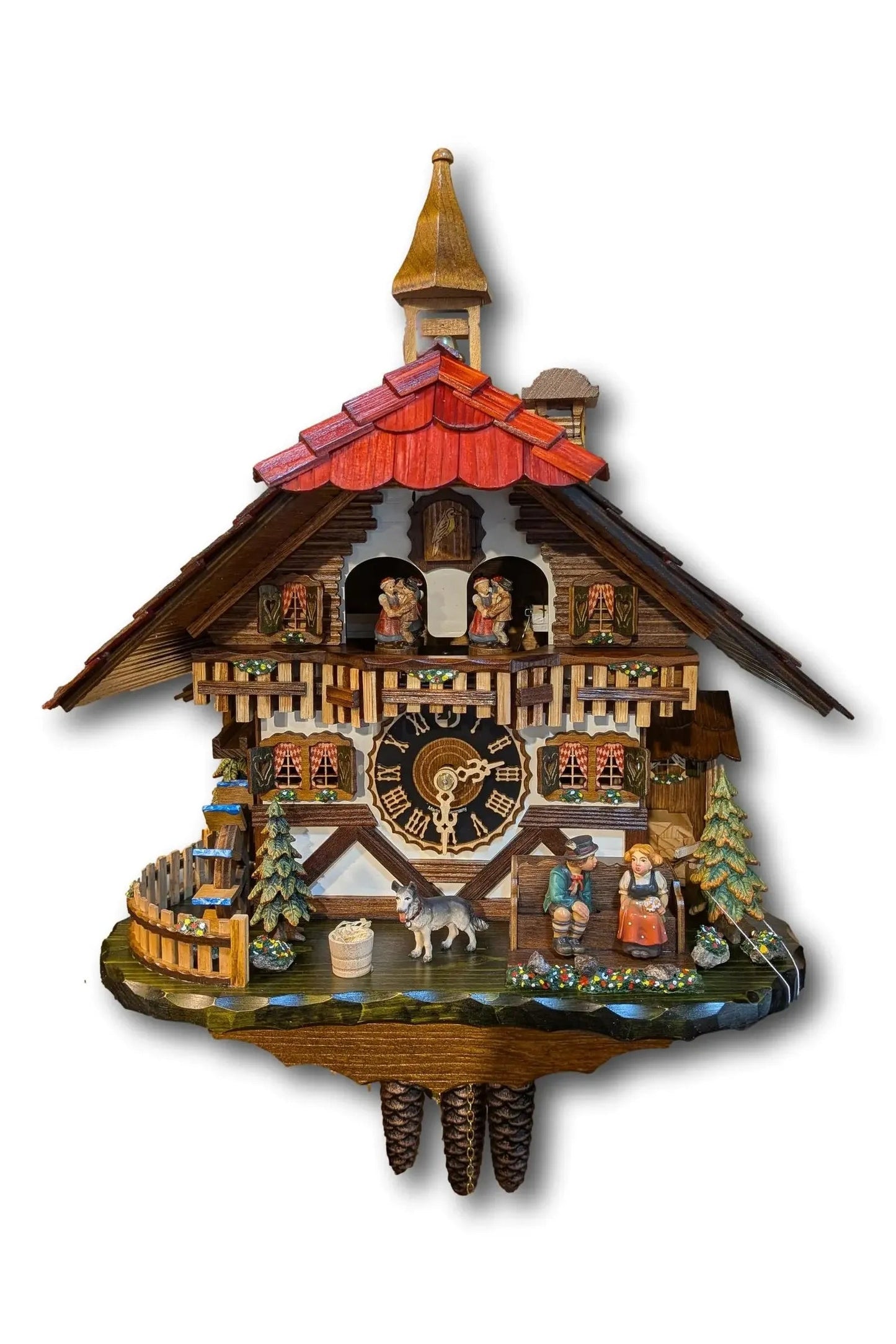 Black Forest Kissing Couple Cuckoo Clock – 1 Day Movement – Music & Moving Figures Hekas