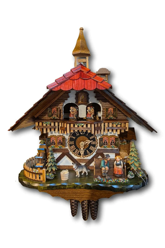 Black Forest Kissing Couple Cuckoo Clock – 1 Day Movement – Music & Moving Figures Hekas