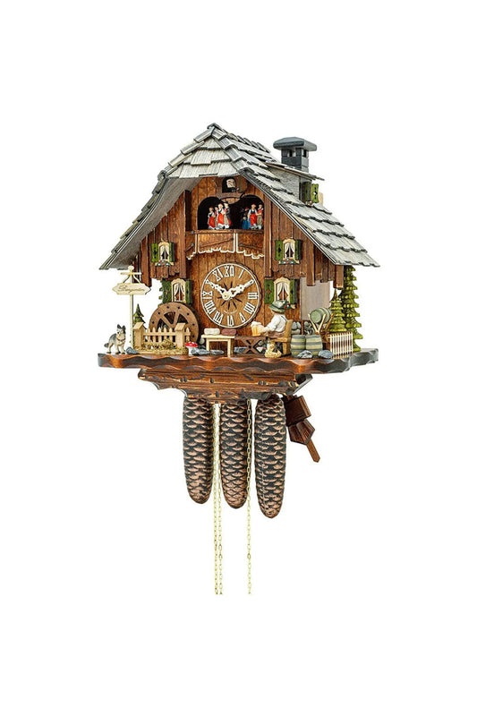 Chalet style beer drinker 8 days cuckoo clock with music Hekas