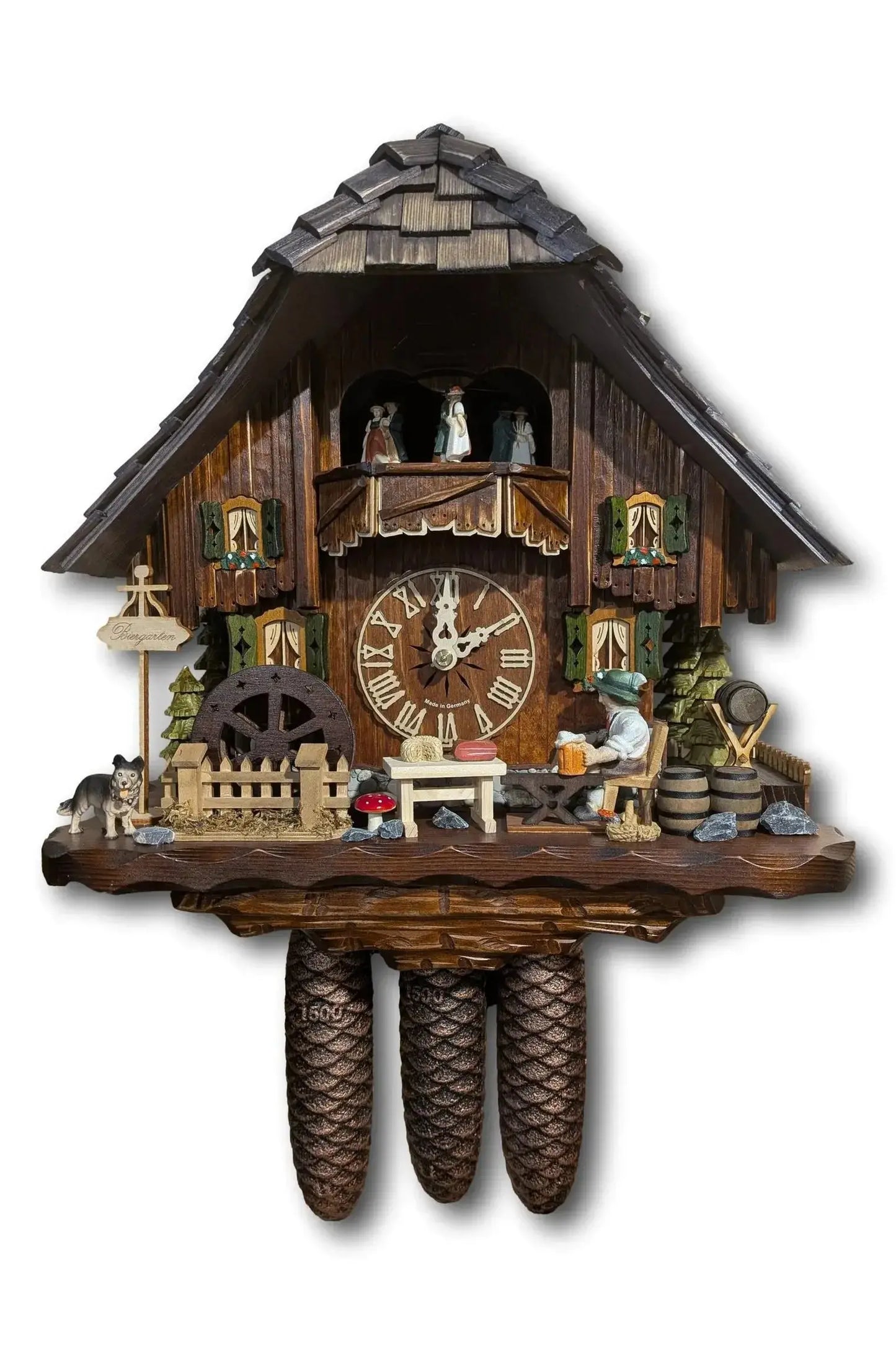 Chalet style beer drinker 8 days cuckoo clock with music Hekas