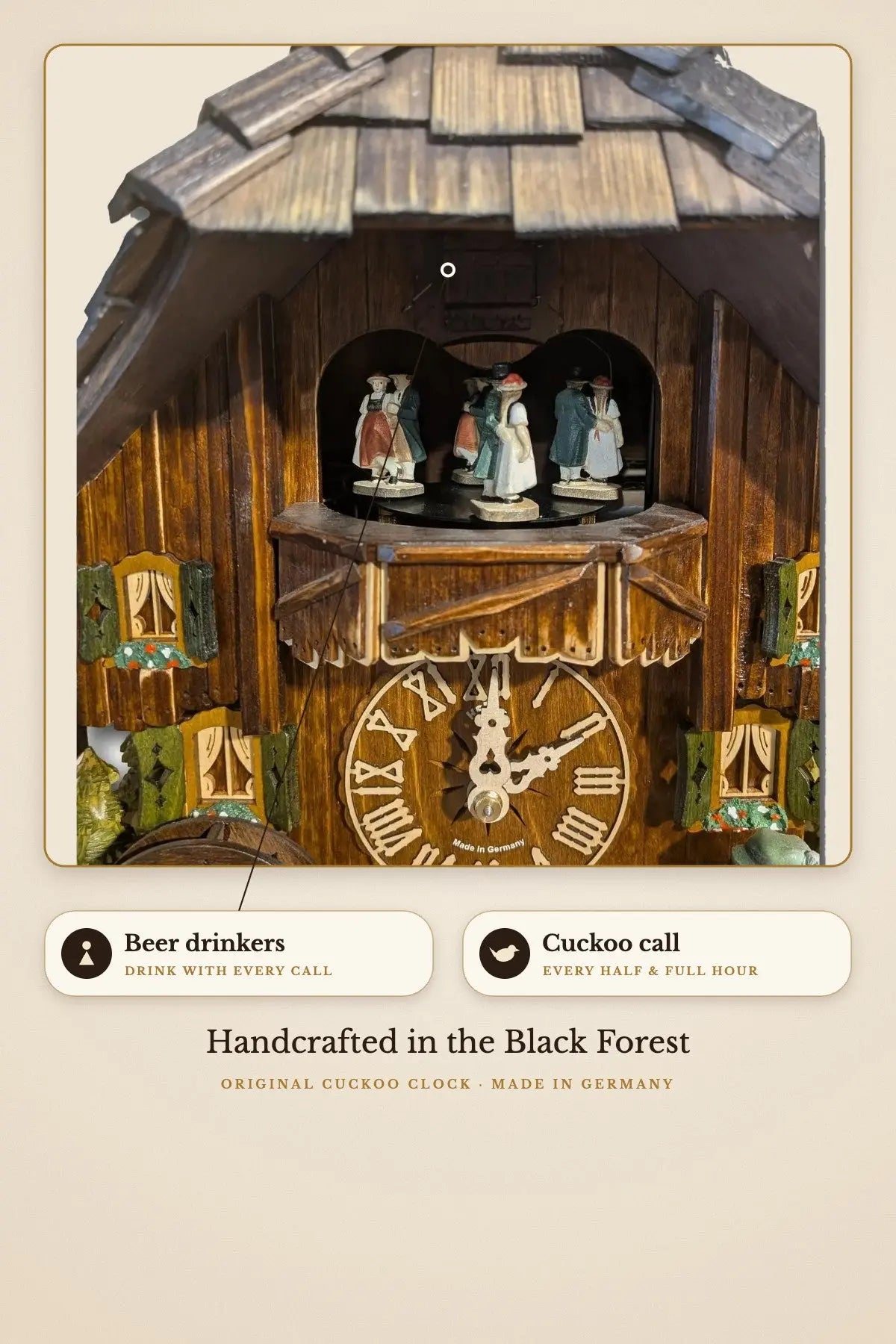 Beer drinkers drink with every cuckoo call | Montag Steins & Clocks