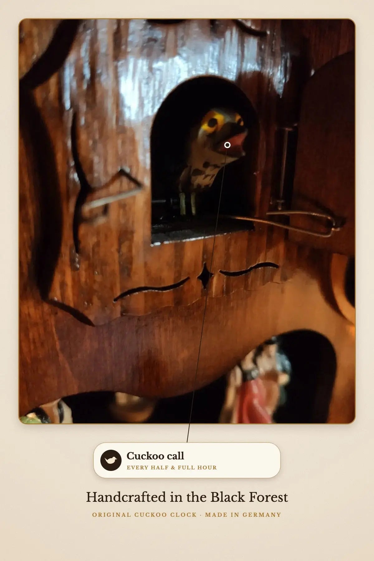 Cuckoo calls every half and full hour | Montag Steins & Clocks