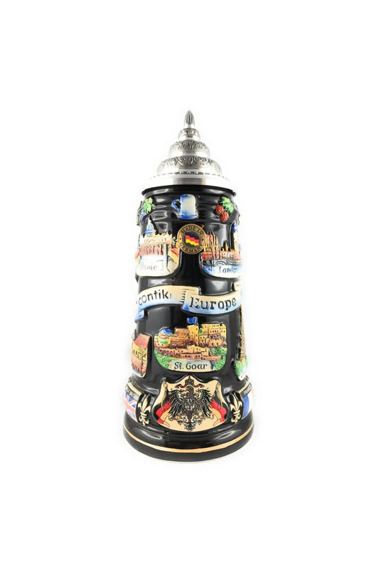 Contiki Europe 400ml black lacquered German beer mug Montag Steins & Clocks