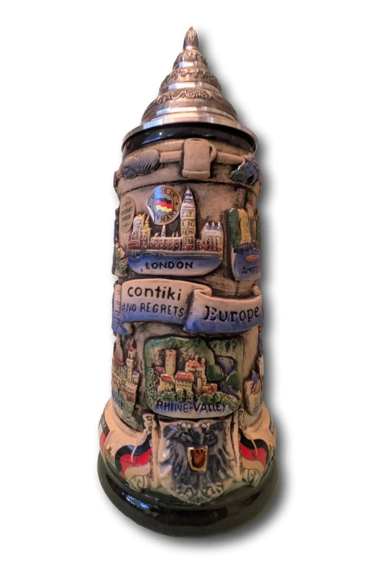 Contiki Europe 750ml Antik Painted German Beer Mug Montag Steins & Clocks