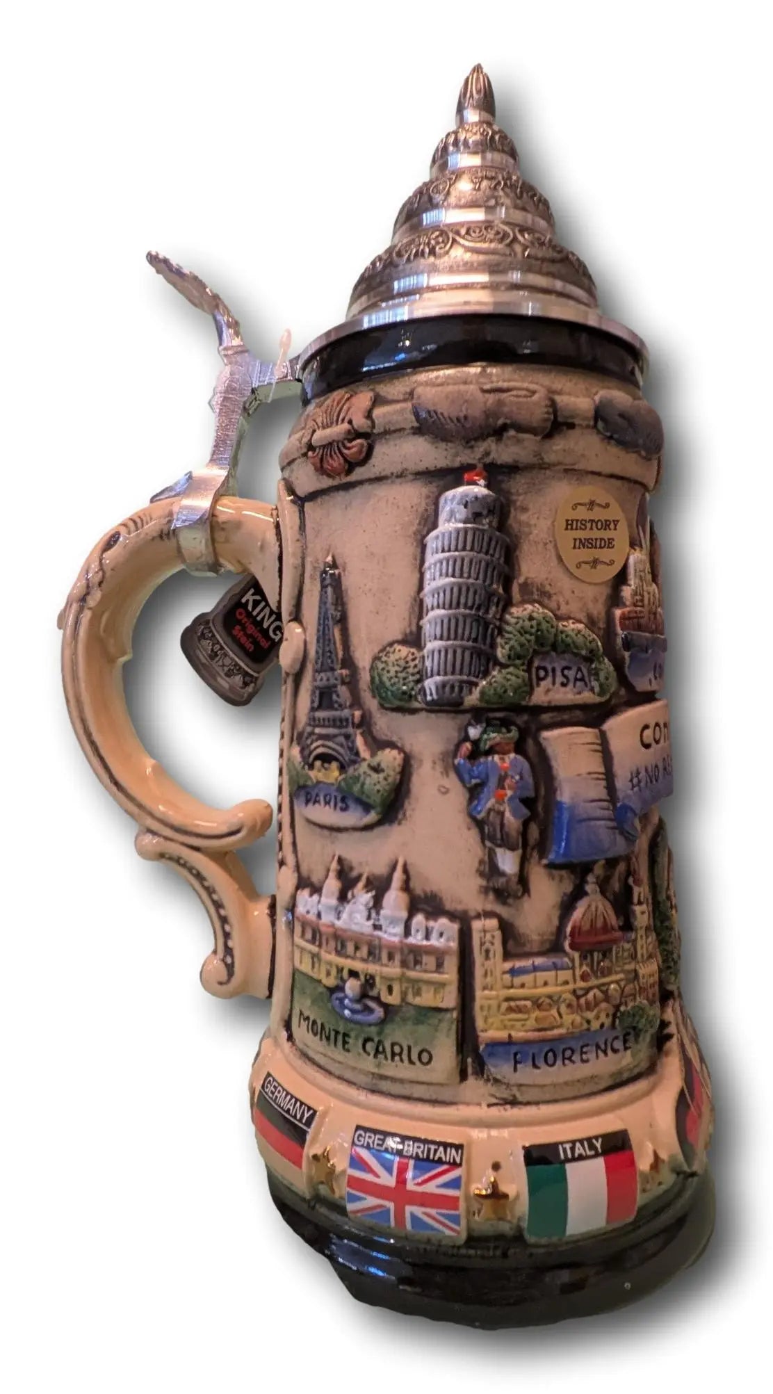 Contiki Europe 750ml Antik Painted German Beer Mug Montag Steins & Clocks