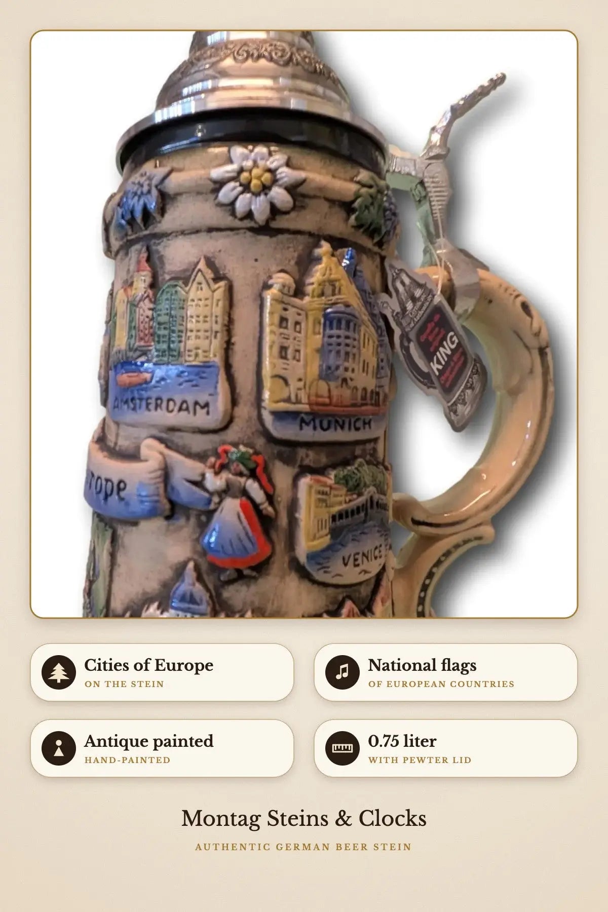 Contiki Europe 750ml beer mug – detail 1