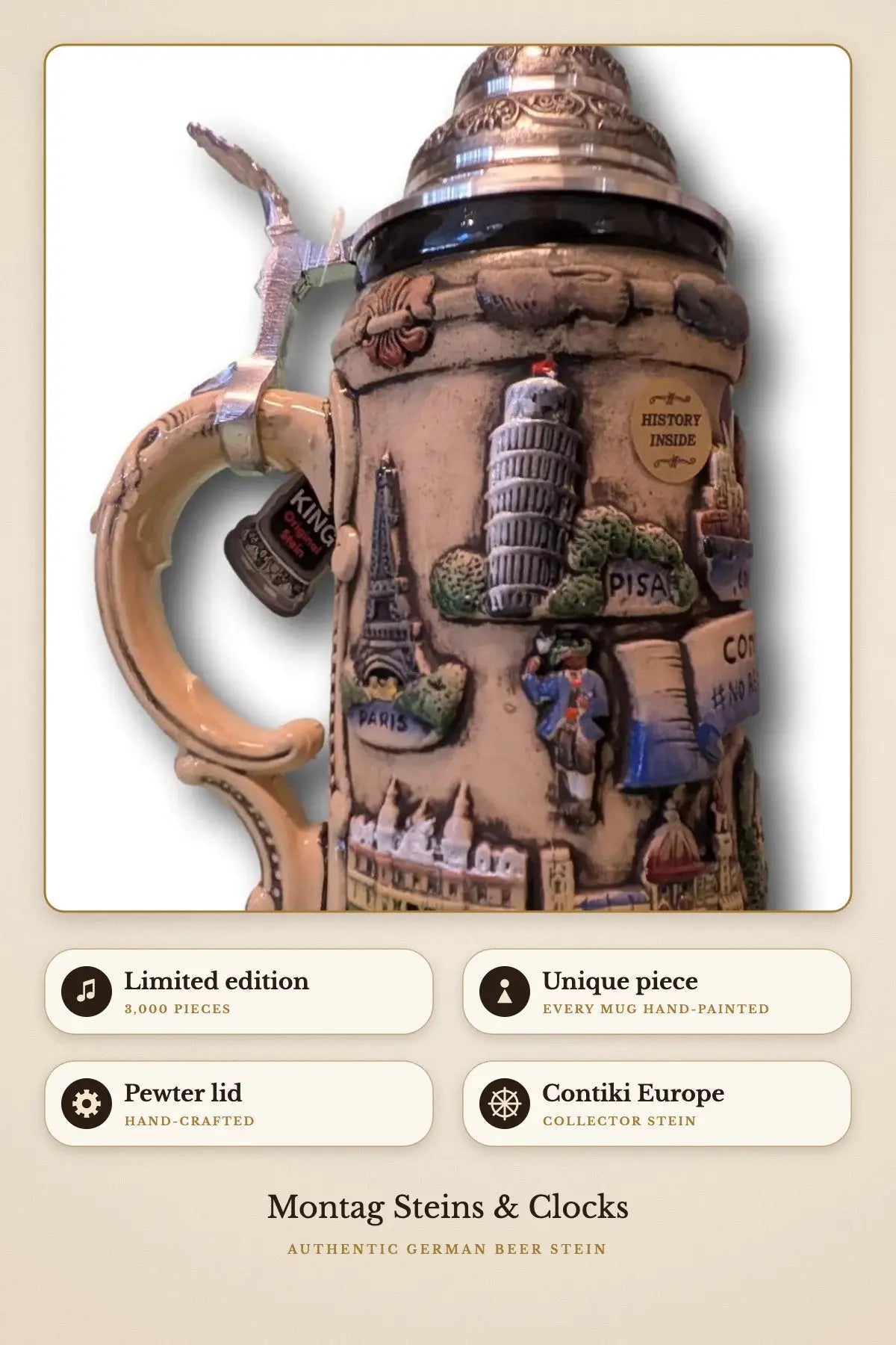 Contiki Europe 750ml beer mug – detail 2