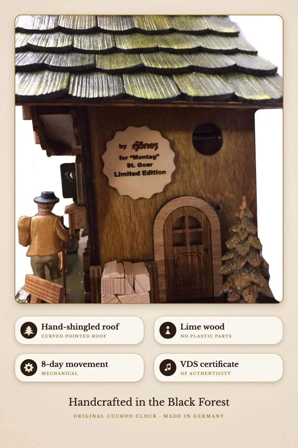 Doggy Walker limited edition 8-day cuckoo clock – side view