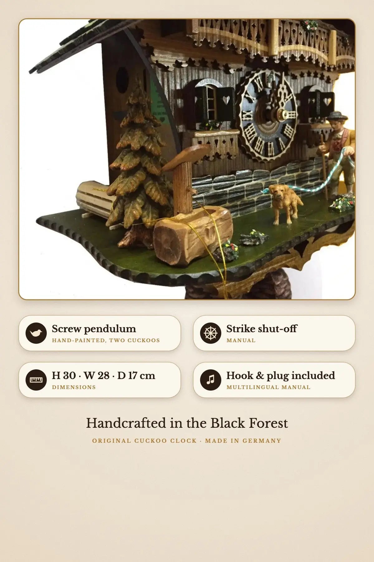 Doggy Walker limited edition 8-day cuckoo clock – details