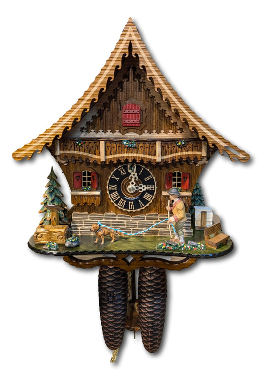 Doggy walker limited edition red roof 8 day cuckoo clock without music Montag Steins & Clocks