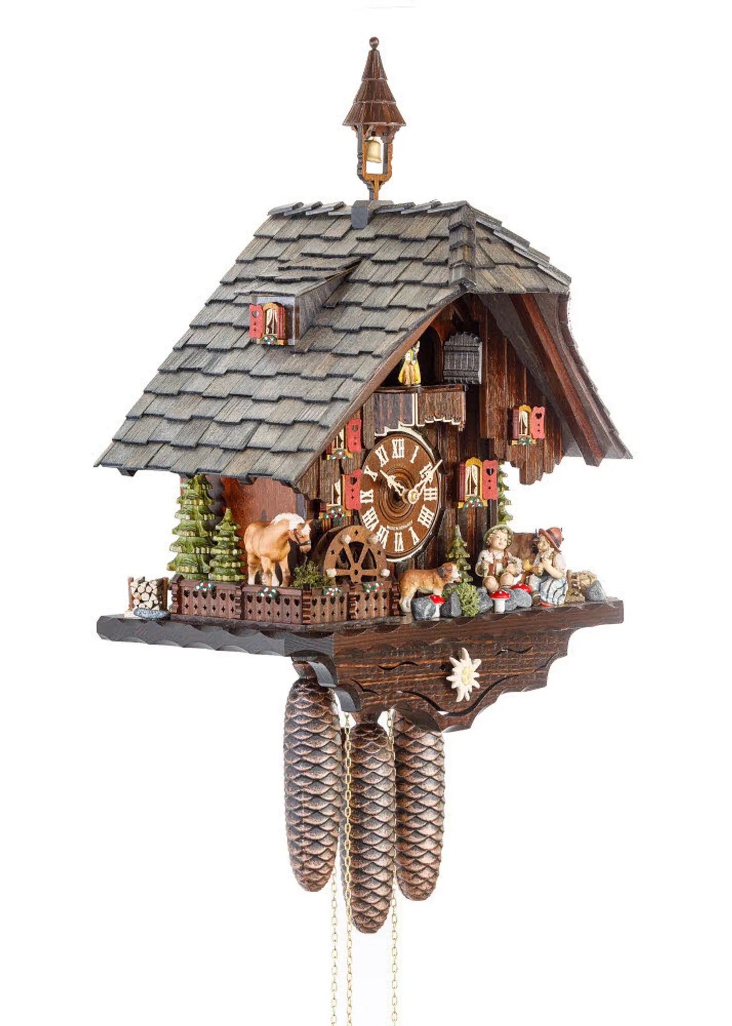 Edelweiss alm gray roof 8 day cuckoo clock with music Hekas