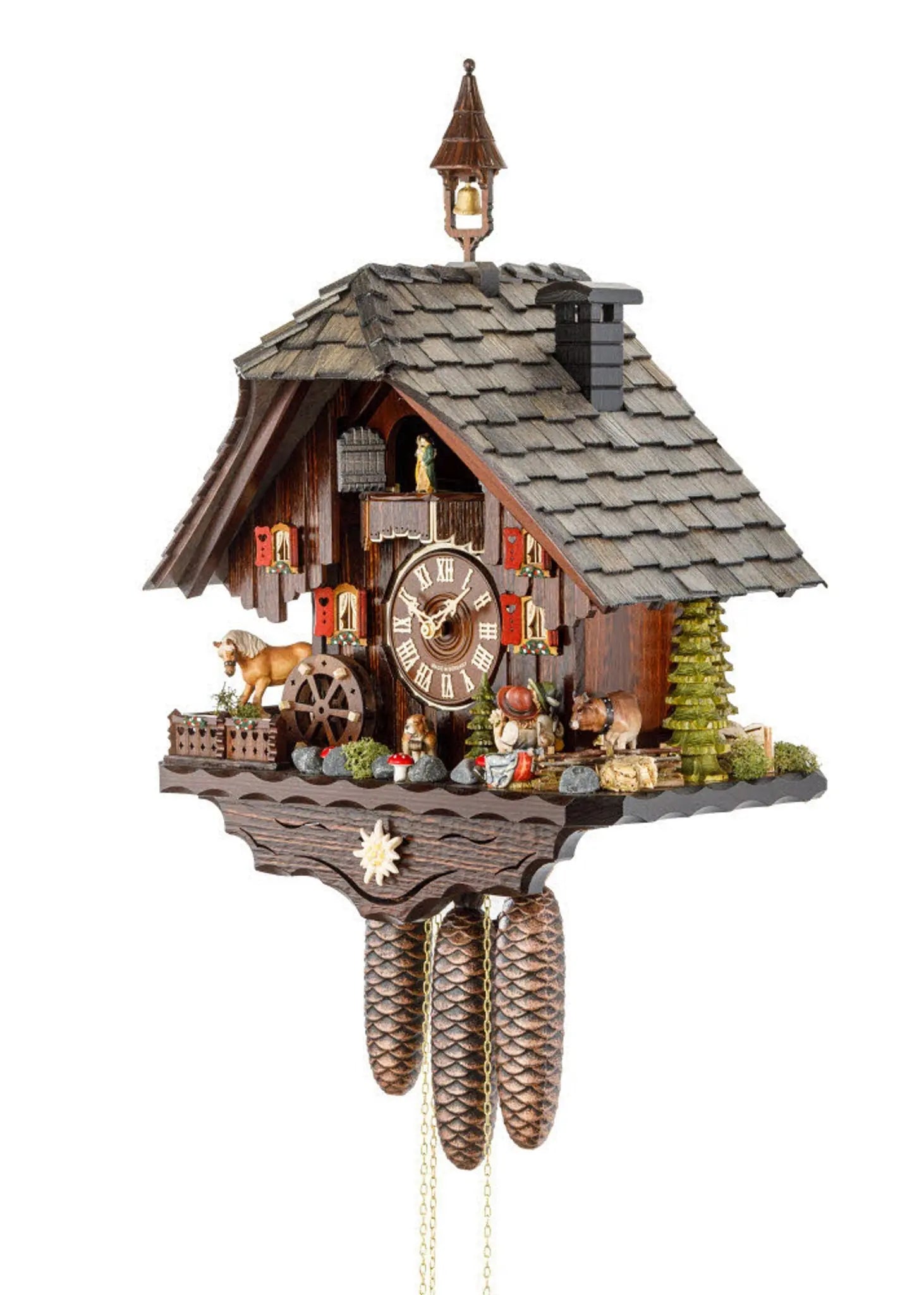 Edelweiss alm gray roof 8 day cuckoo clock with music Hekas