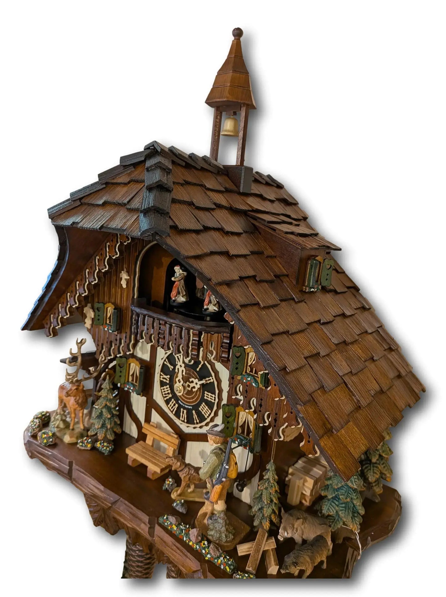 Exclusive Black Forest Hunter Chalet Cuckoo Clock Hoenes