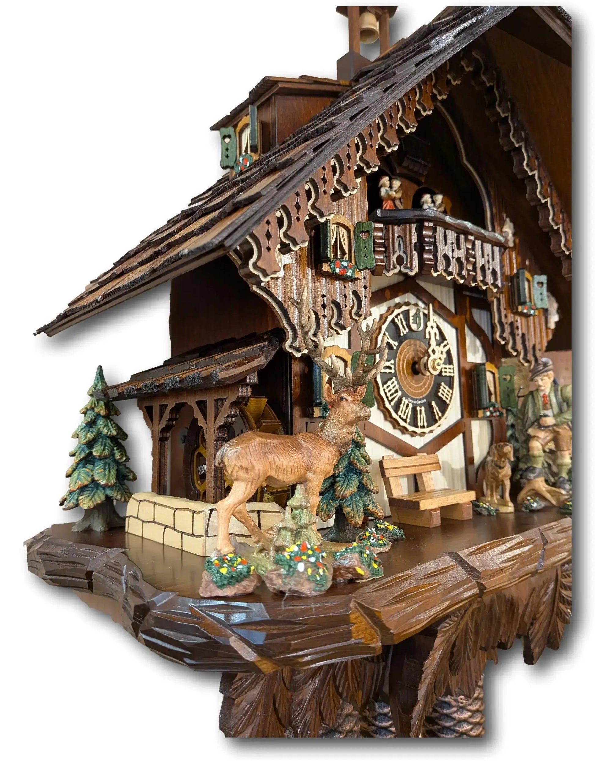 Exclusive Black Forest Hunter Chalet Cuckoo Clock Hoenes