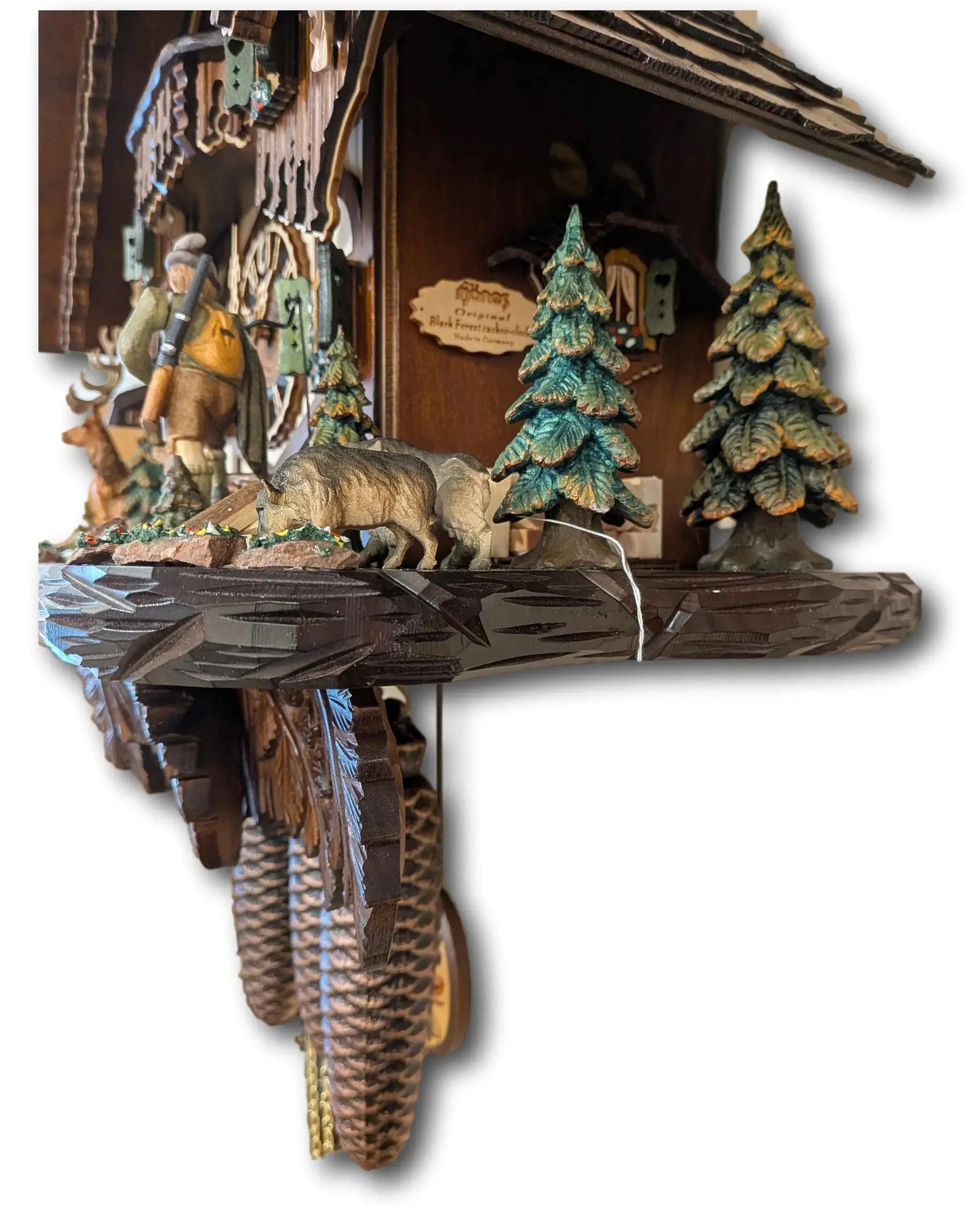 Exclusive Black Forest Hunter Chalet Cuckoo Clock Hoenes