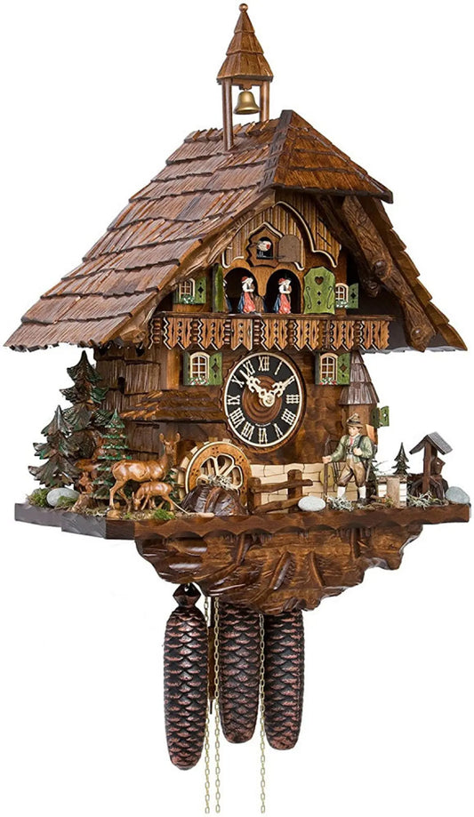 Forester scene 8 days cuckoo clock with music Hoenes