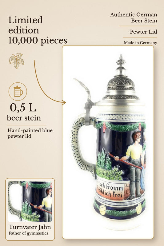 Gymnastics father Jahn beer stein 0,5L – limited 10,000 | Montag Steins & Clocks