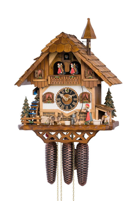 Half-timbered house with bell ringer 8 days Cuckoo clock with music Hoenes