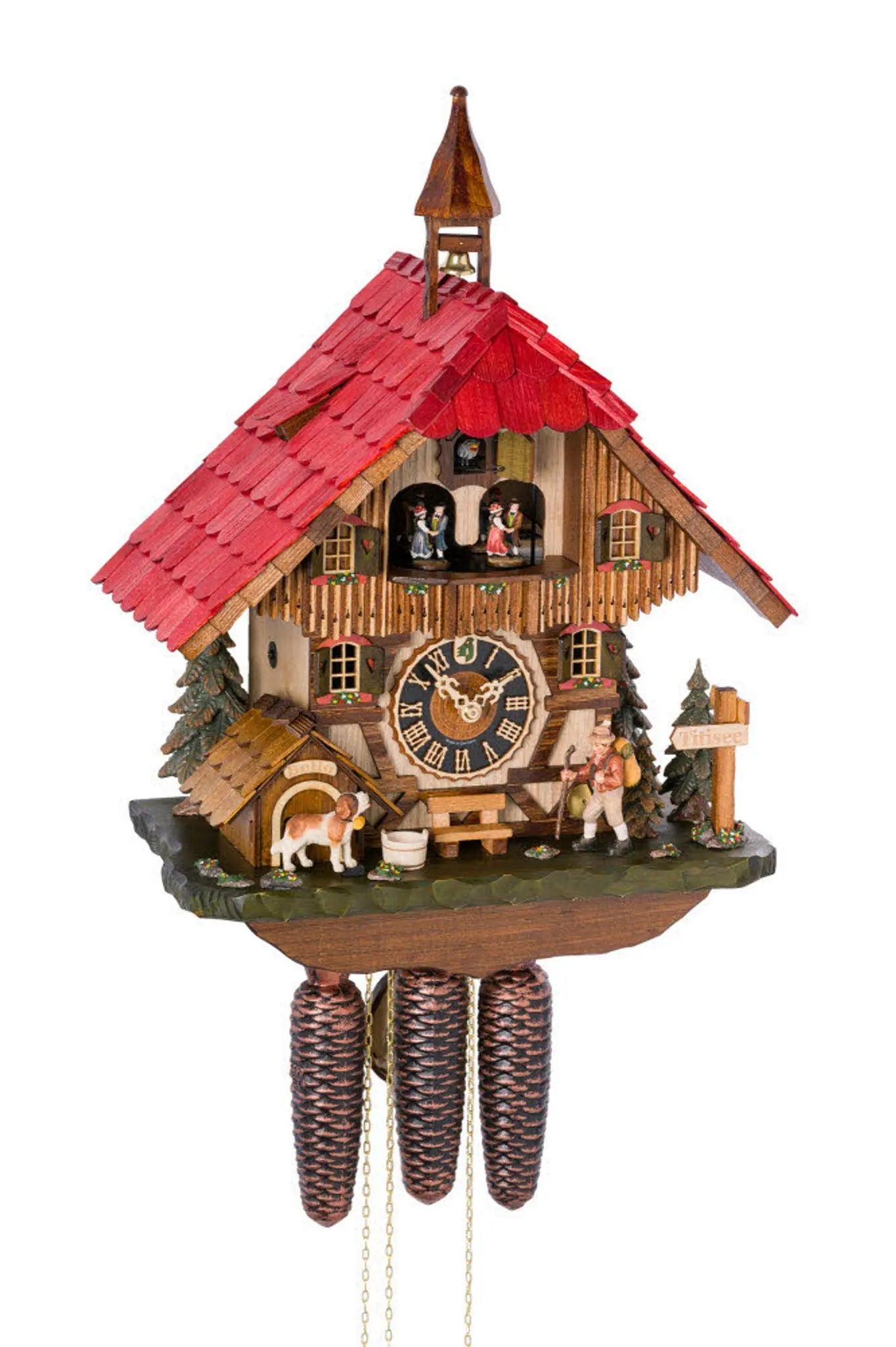 Happy hiker and Bello 8-day cuckoo clock with music Hoenes