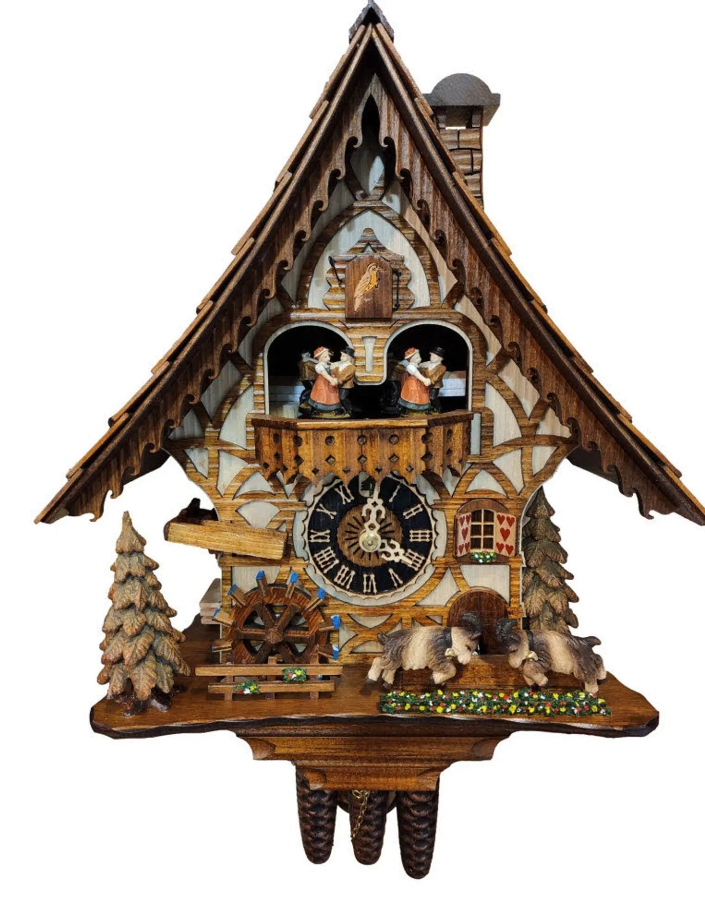 Head-banging goats with dancers 1 day Cuckoo clock with music Hoenes