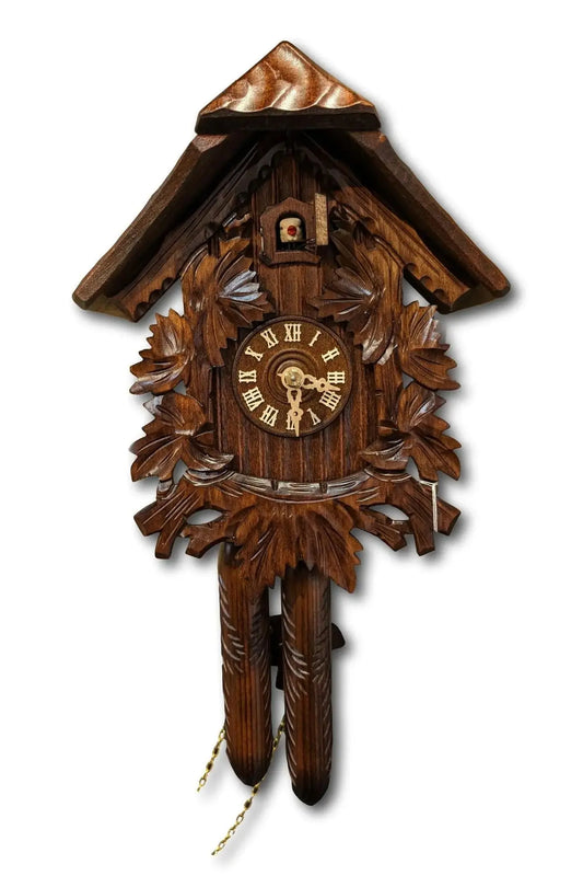 Hipped roof 1 day cuckoo clock with wooden weights - Montag Steins & Clocks