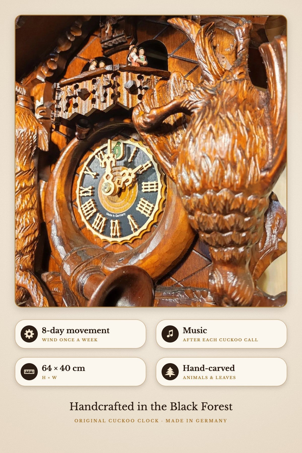 Hunting piece – 8-day, music, 64 × 40 cm | Montag Steins & Clocks