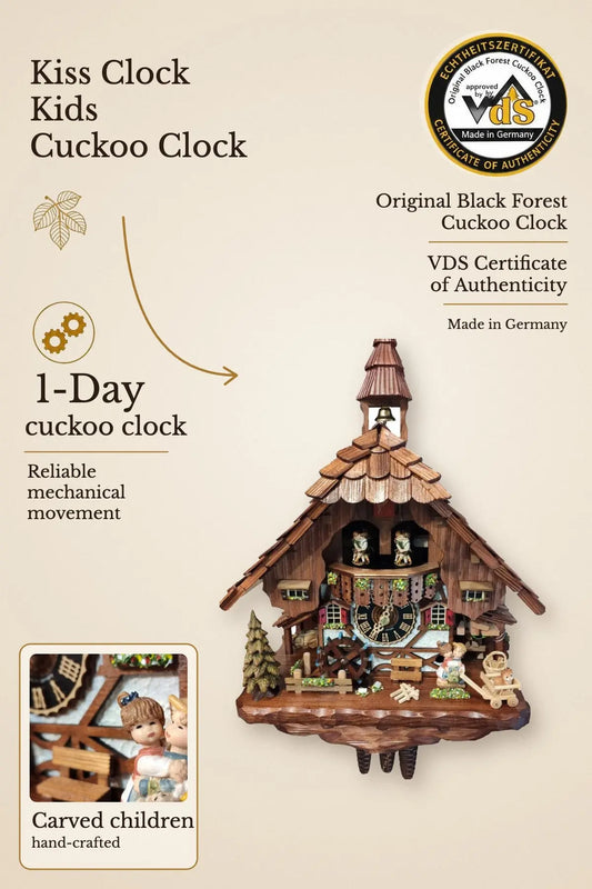 Kiss clock kids 1-day cuckoo clock – main image