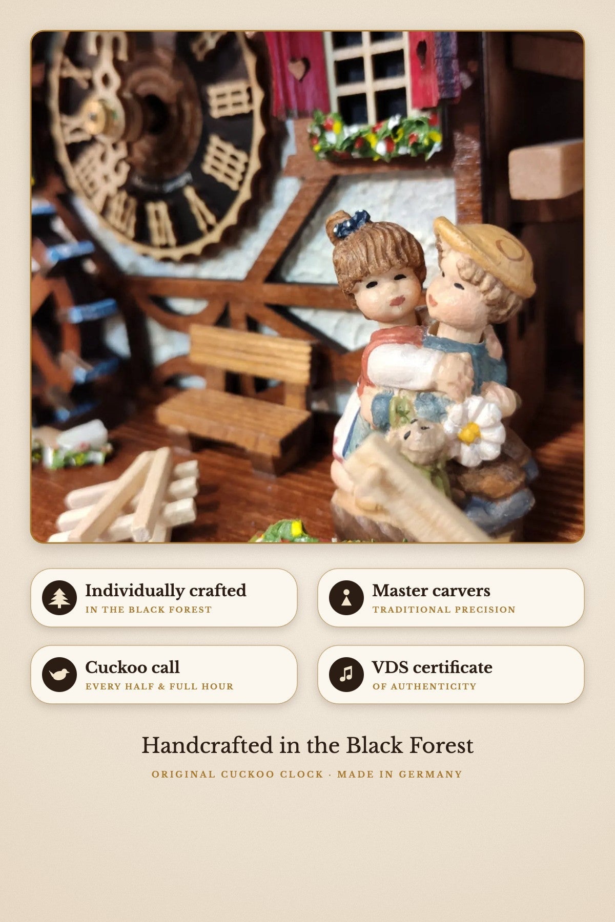 Kiss clock kids 1-day cuckoo clock – detail 1