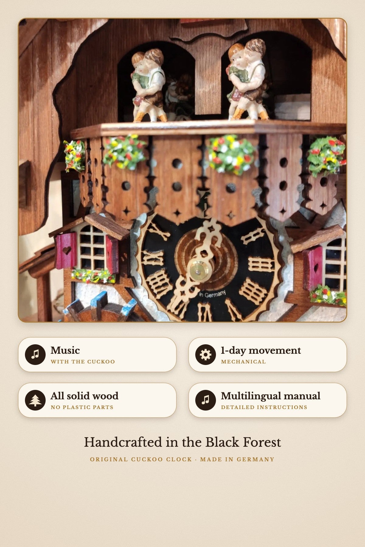Kiss clock kids 1-day cuckoo clock – detail 2