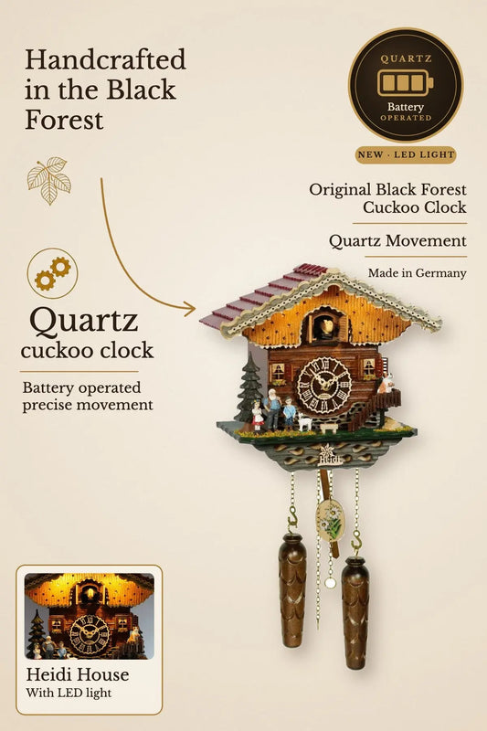 KuckuShine Heidi House quartz cuckoo clock – NEW with LED light | Montag Steins & Clocks