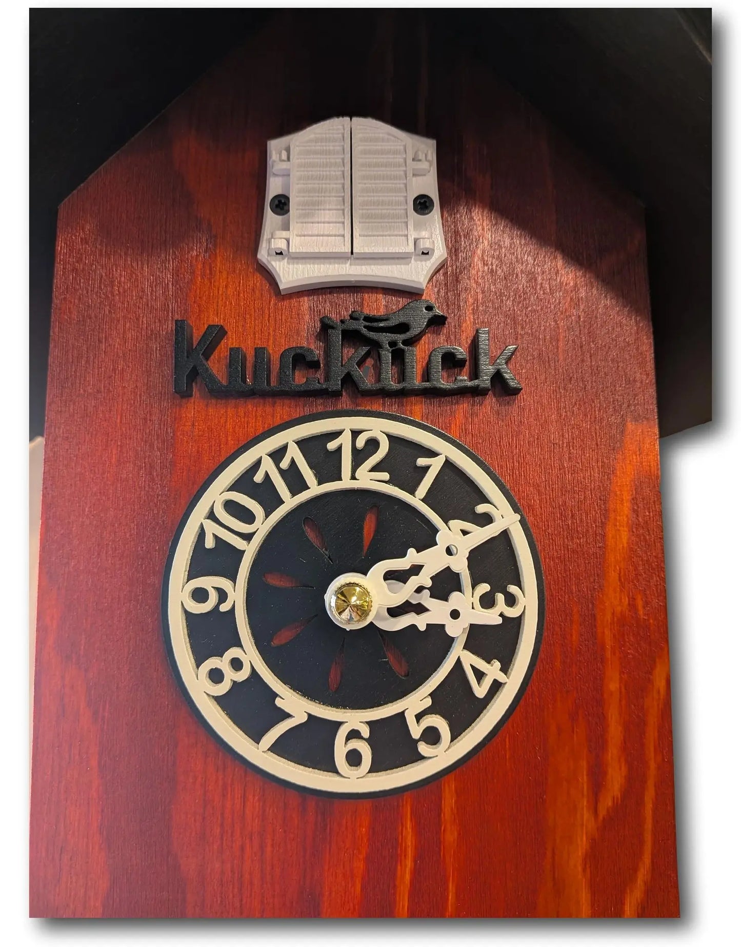 Modern Black Forest Cuckoo Clock – Red and Black Design – Shingled Roof – Quartz Movement – Light Sensor Night Shut-Off – Trenkle Uhren – Made in Germany Trenkle