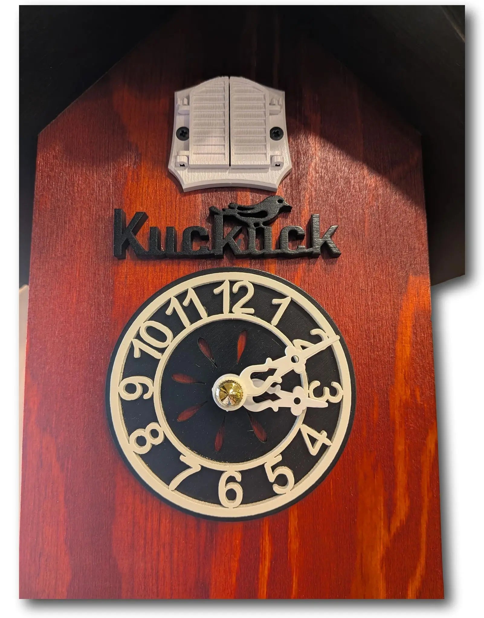 Modern Black Forest Cuckoo Clock – Red and Black Design – Shingled Roof – Quartz Movement – Light Sensor Night Shut-Off – Trenkle Uhren – Made in Germany Trenkle