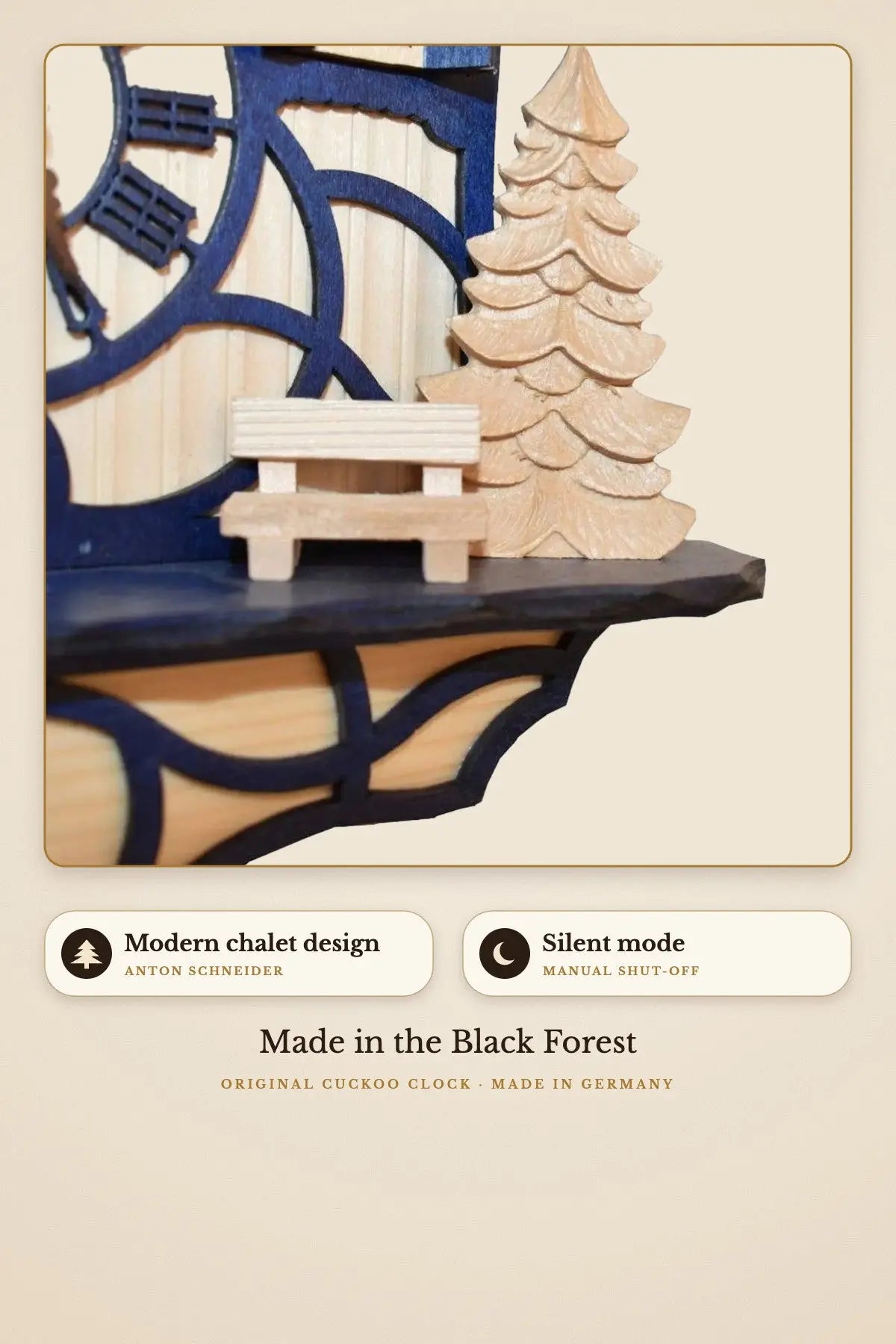 Modern chalet design with manual silent mode | Montag Steins & Clocks
