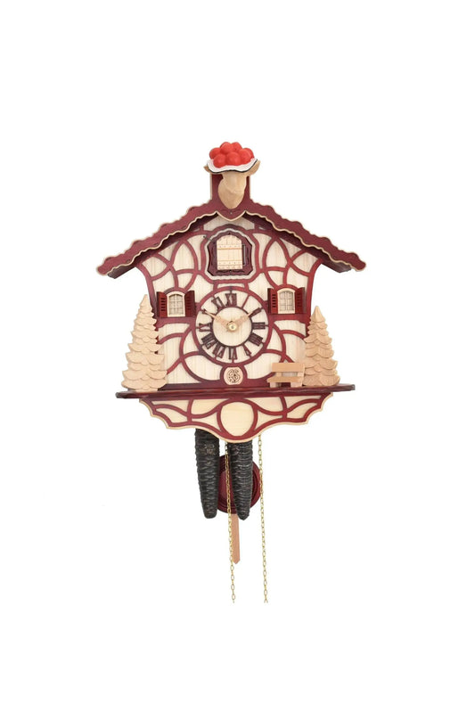 Modern cuckoo clock chalet red Anton Schneider