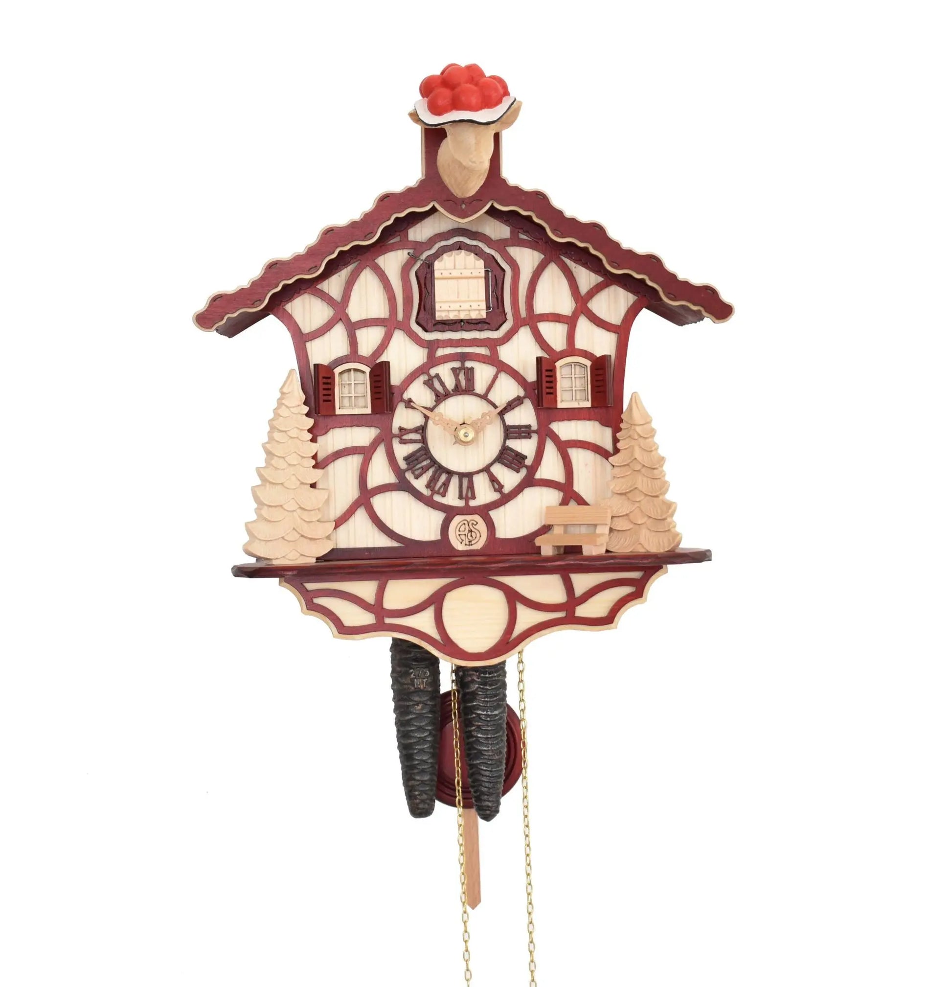 Modern cuckoo clock chalet red Anton Schneider