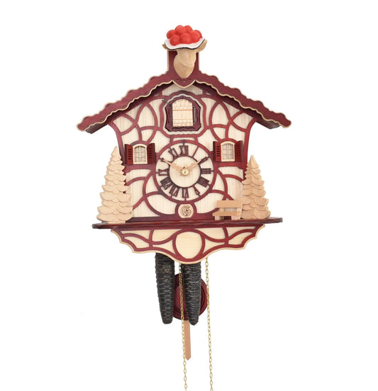 Modern cuckoo clock chalet red Anton Schneider