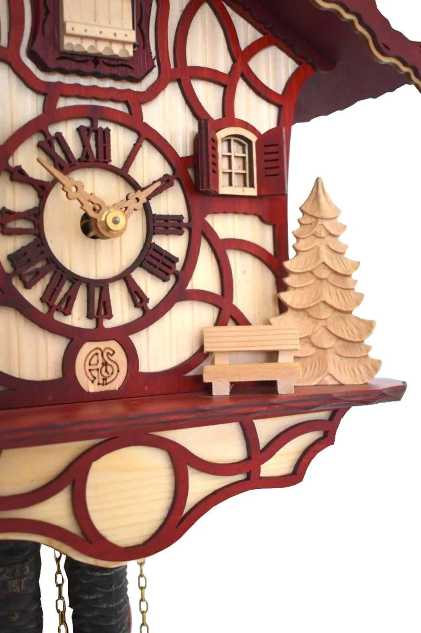 Modern cuckoo clock chalet red Anton Schneider