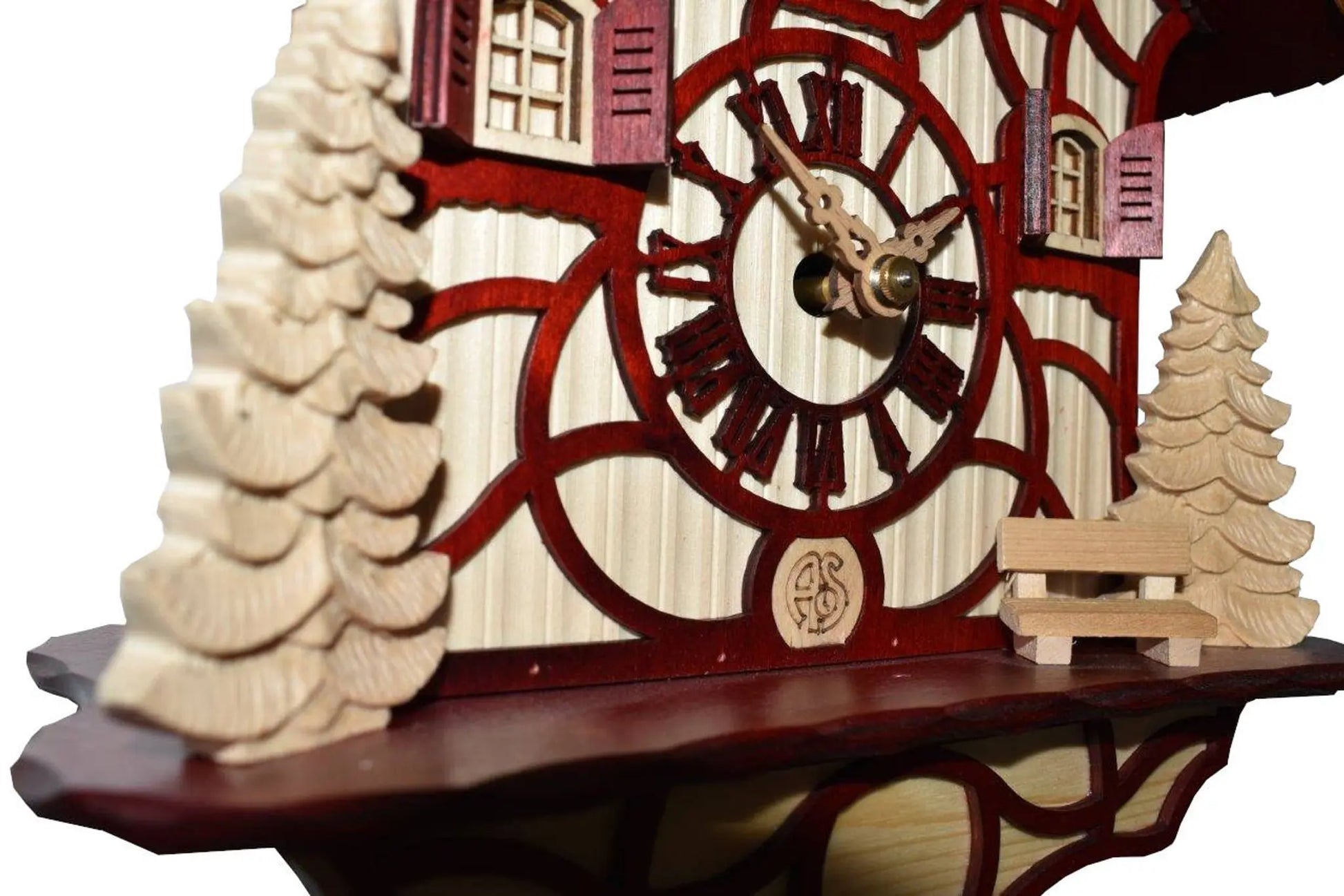 Modern cuckoo clock chalet red Anton Schneider