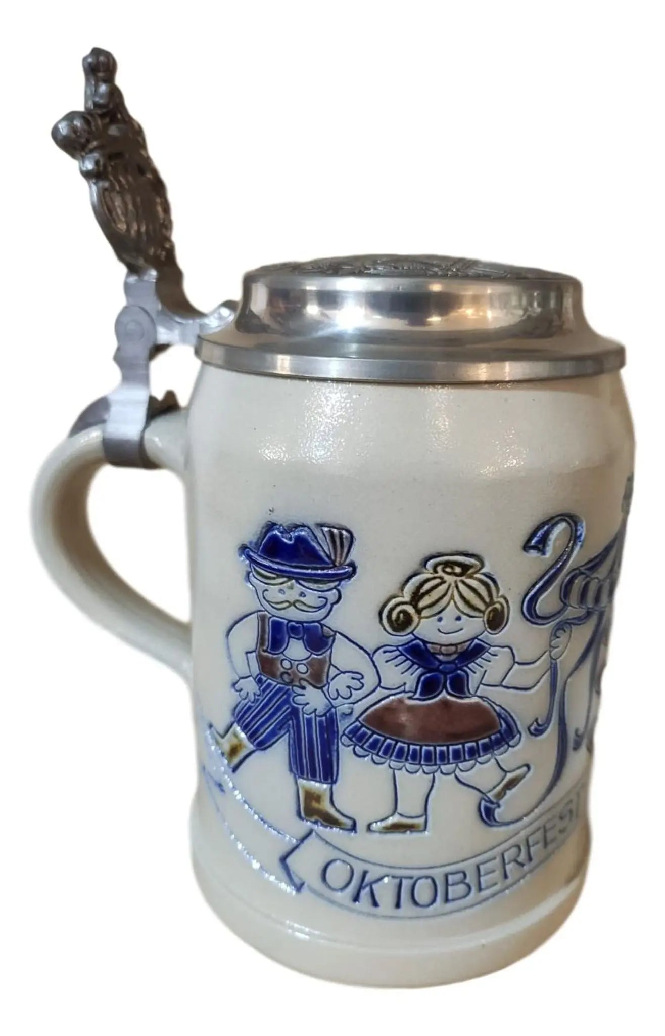 Oktoberfest 1987 salt-glazed 0.5 liter beer mug Montag Steins & Clocks