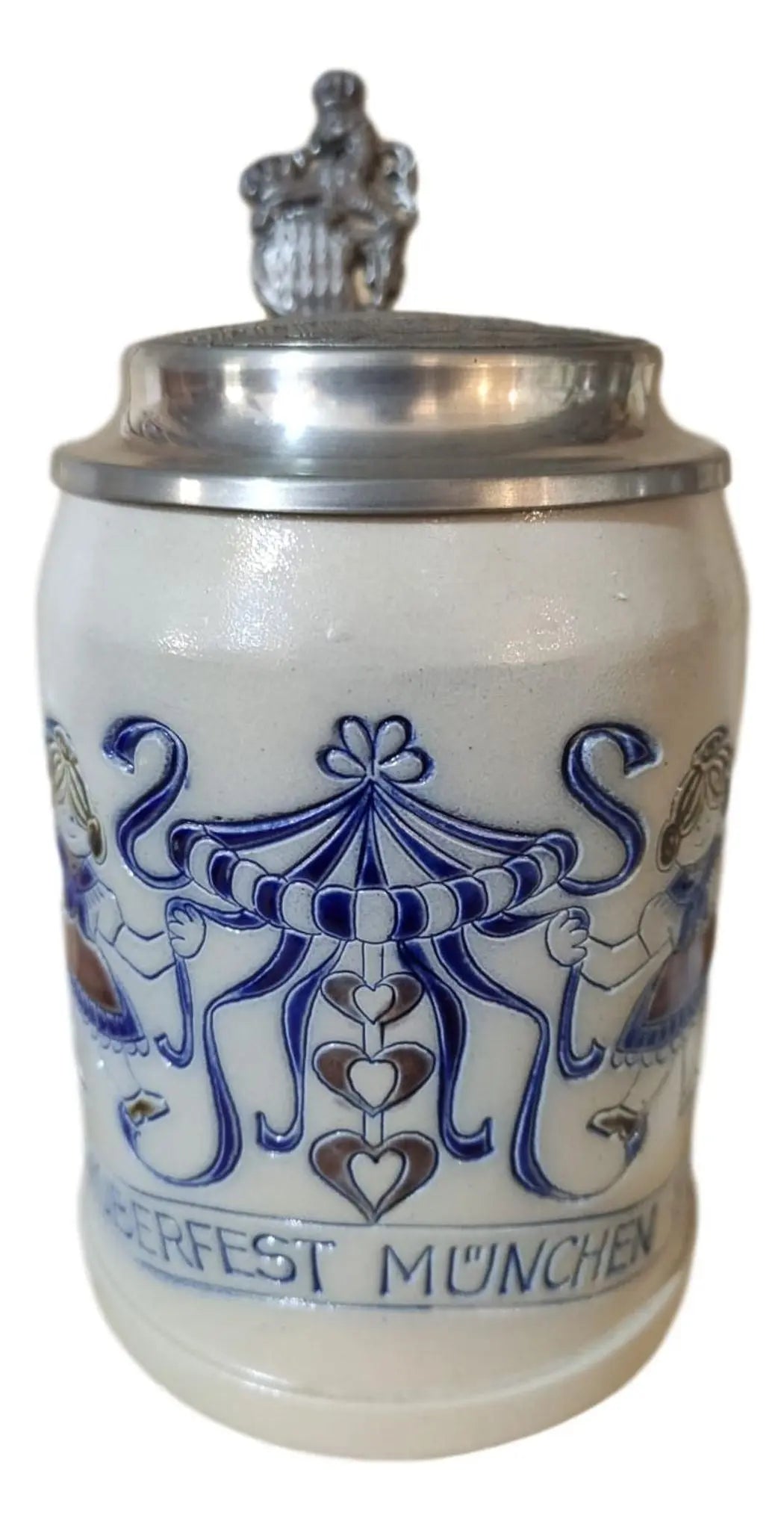 Oktoberfest 1987 salt-glazed 0.5 liter beer mug Montag Steins & Clocks